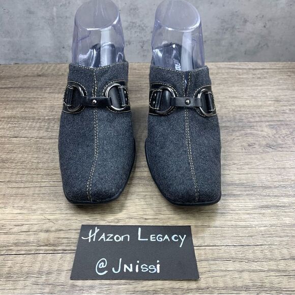 Aerosoles~Women’s~”In A Cinch”~Gray Fabric Upper Mules with Heels Slip On~Size 8 - Picture 3 of 10